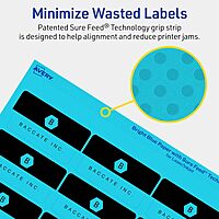 Avery Printable Rectangle Labels, Sure Feed Technology, 1-1/4" x 2-3/8", Bright Blue Labels, Print-to-The-Edge, Laser/Inkjet Printable, 180 Total, Great for Mailing 180 labels