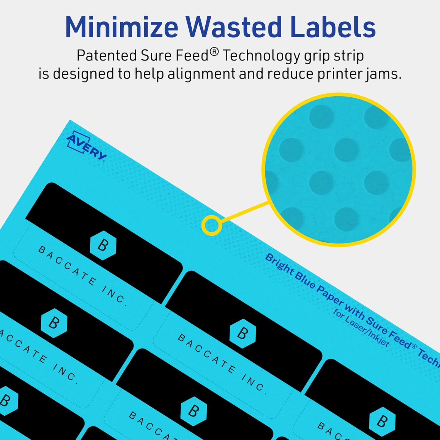 Avery Printable Rectangle Labels, Sure Feed Technology, 1-1/4" x 2-3/8", Bright Blue Labels, Print-to-The-Edge