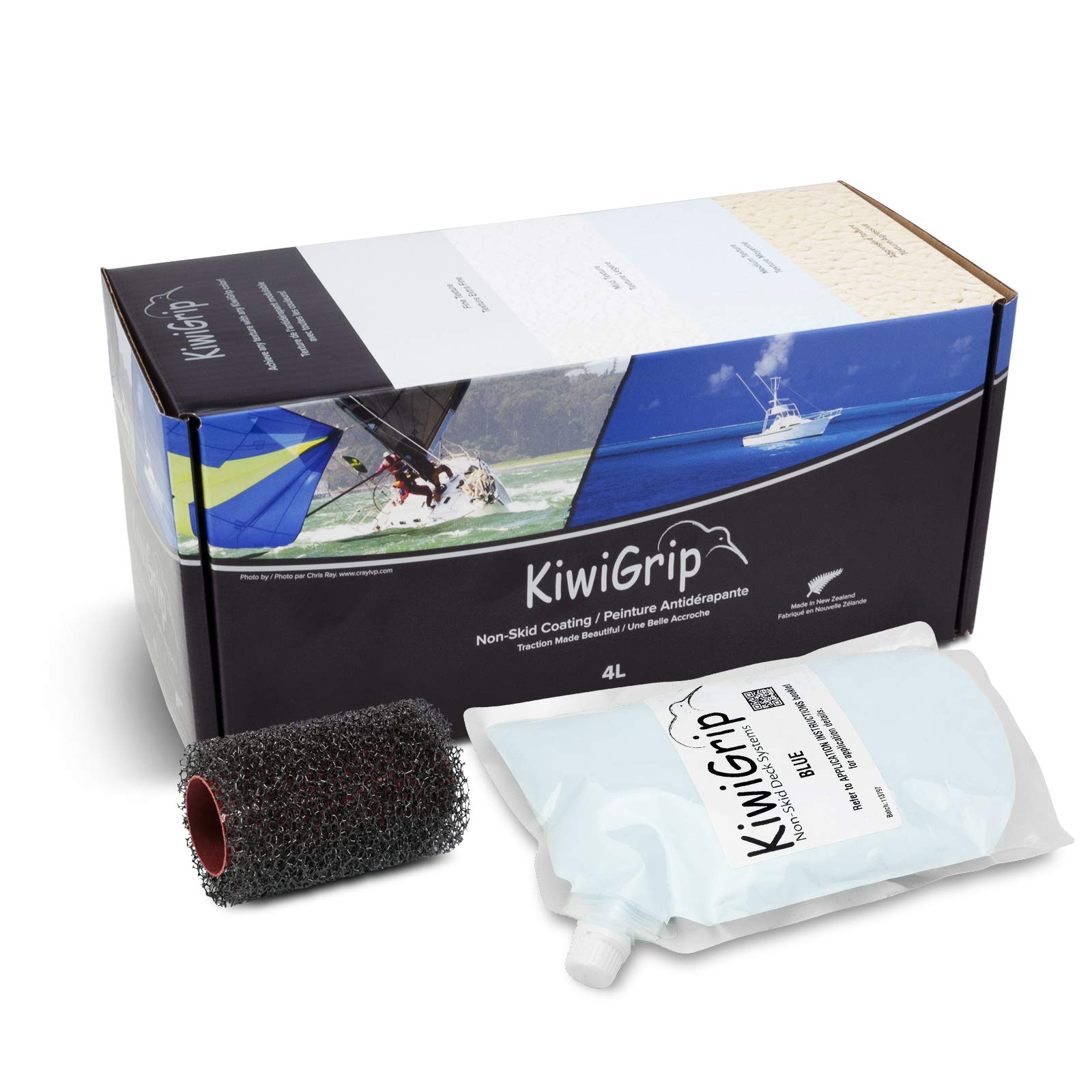 KiwiGrip Non-Skid Coating Blue - 4L (4 x 1L) with 4" Roller