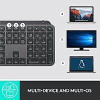 Logitech MX Keys Wireless Illuminated Keyboard for Business, Quiet Perfect-Stroke Keys, Logi Bolt Technology, Bluetooth, Rechargeable, Globally Certified, Windows/Mac/Chrome/Linux - Graphite