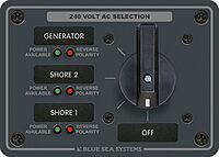 Blue Sea Systems 8361 AC Rotary Switch Panel 65 Ampere 3 positions + OFF, 3 Pole, Beige