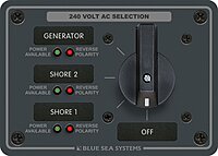 Blue Sea Systems 8361 AC Rotary Switch Panel 65 Ampere 3 positions + OFF, 3 Pole, Beige