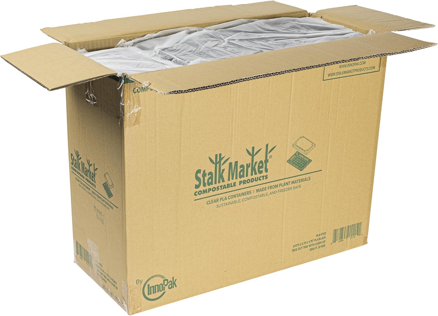 STALKMARKET Jaya 100% Compostable PLA Take-Out Tray with Clear Lid