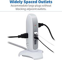 Tripp Lite TLP66USB Surge Protector Tower with USB Ports, 1200 Joules, 5-Outlets