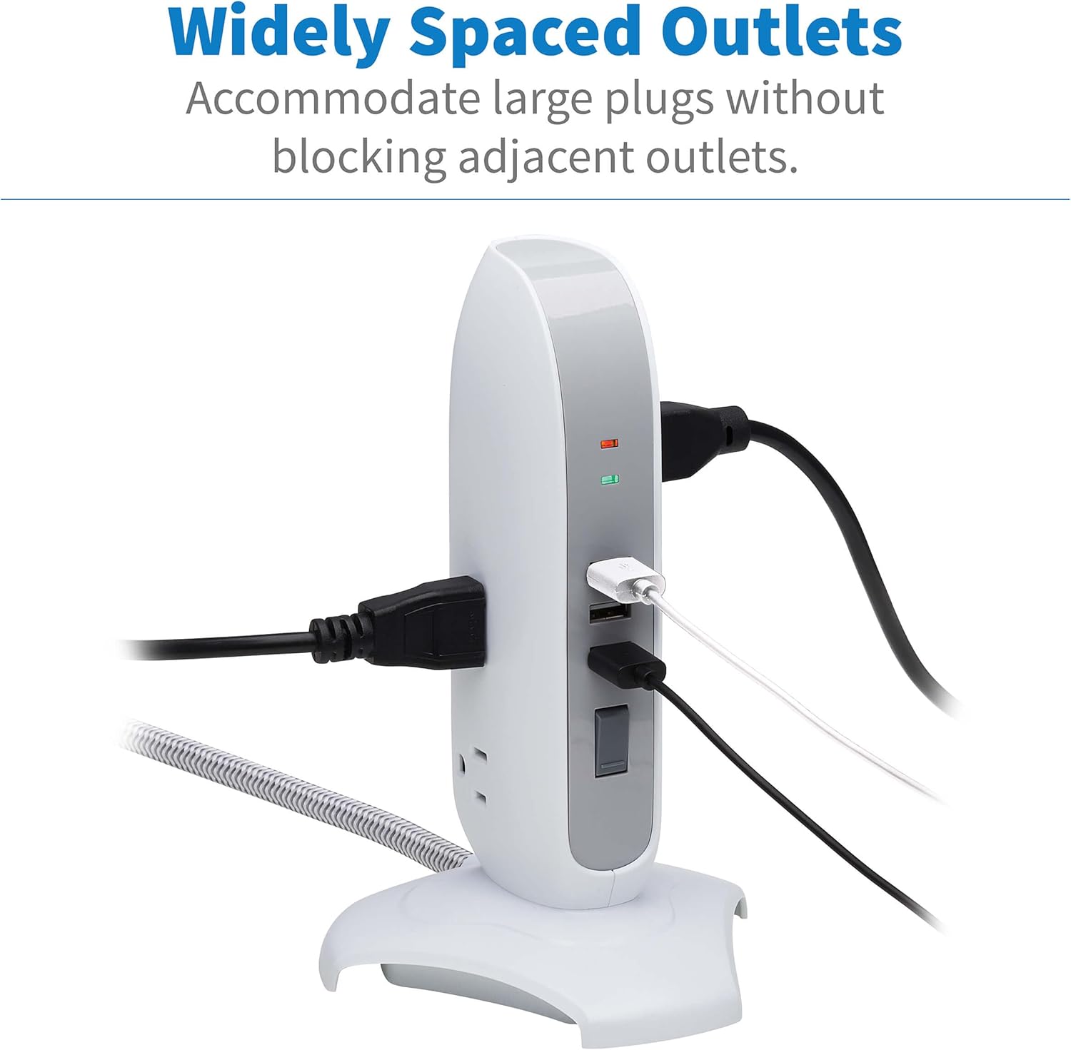 Tripp Lite TLP66USB Surge Protector Tower with USB Ports, 1200 Joules, 5-Outlets