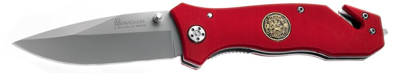 Boker Magnum 01MB366 Fire Department Knife with 3 3/8 in. Blade, Red