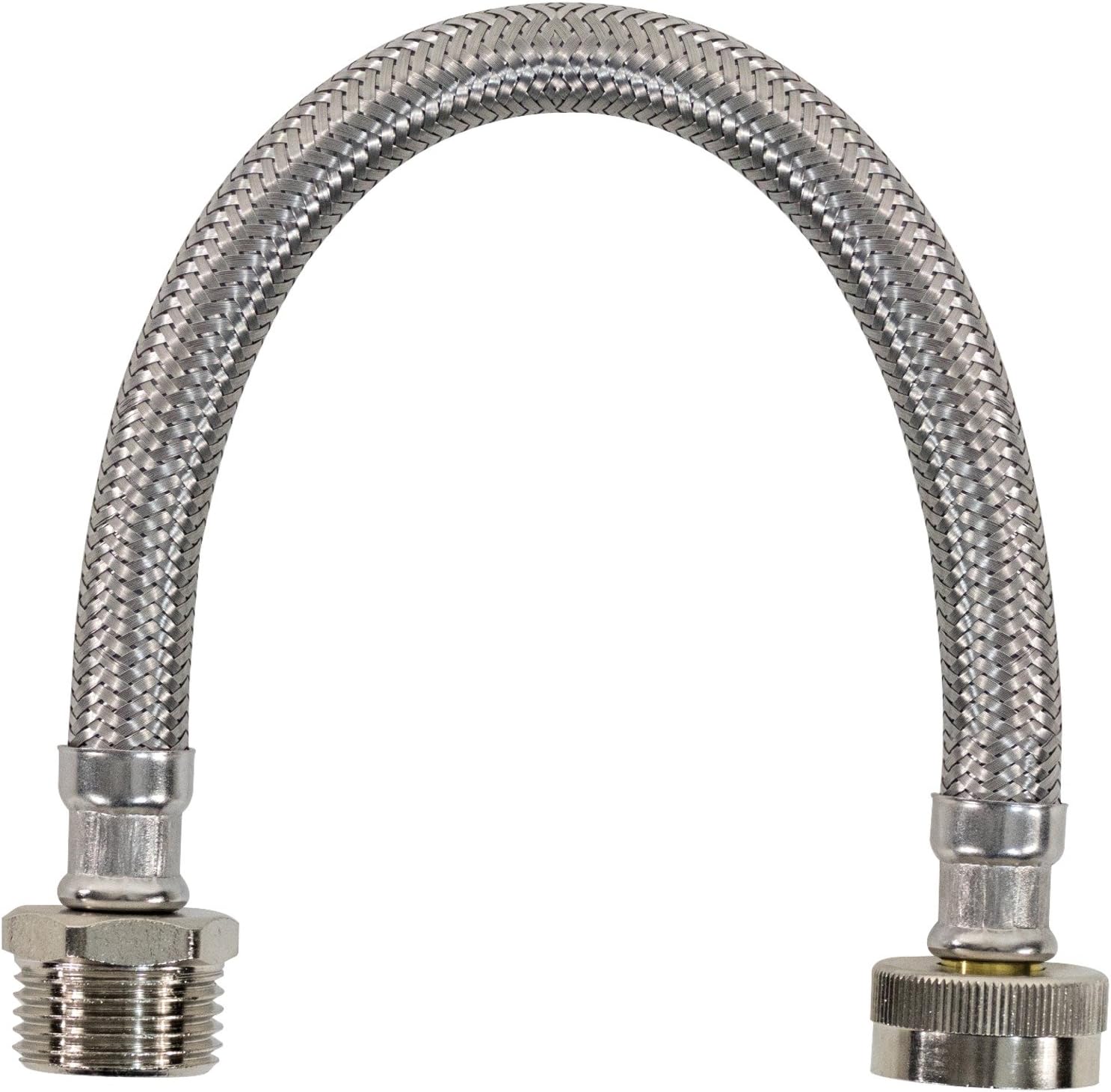 Certified Appliance Accessories Braided Stainless Steel Water-Inlet Hose, Female to Male, 1 ft (12 in) - WI12SSFM