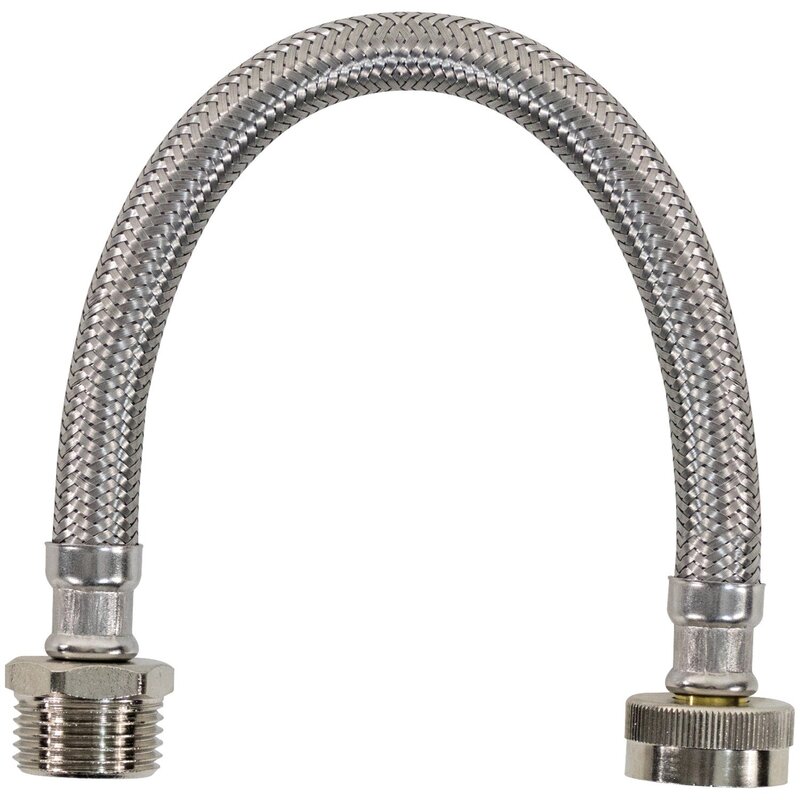 Certified Appliance Accessories Braided Stainless Steel Water-Inlet Hose, Female to Male, 1 ft (12 in) - WI12SSFM