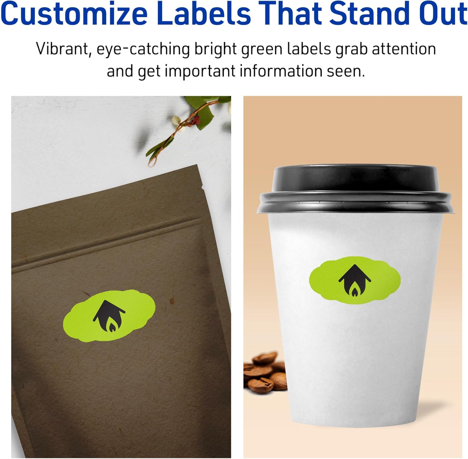 Avery Printable Oval Scalloped Labels, Sure Feed Technology, 1-1/8" x 2-1/4", Bright Green Labels, Print-to-The-Edge