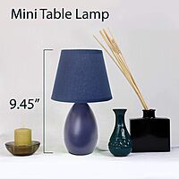 Simple Designs LT2009-BLU Mini Egg Oval Ceramic Table Desk Lamp, Blue Blue 1 Traditional