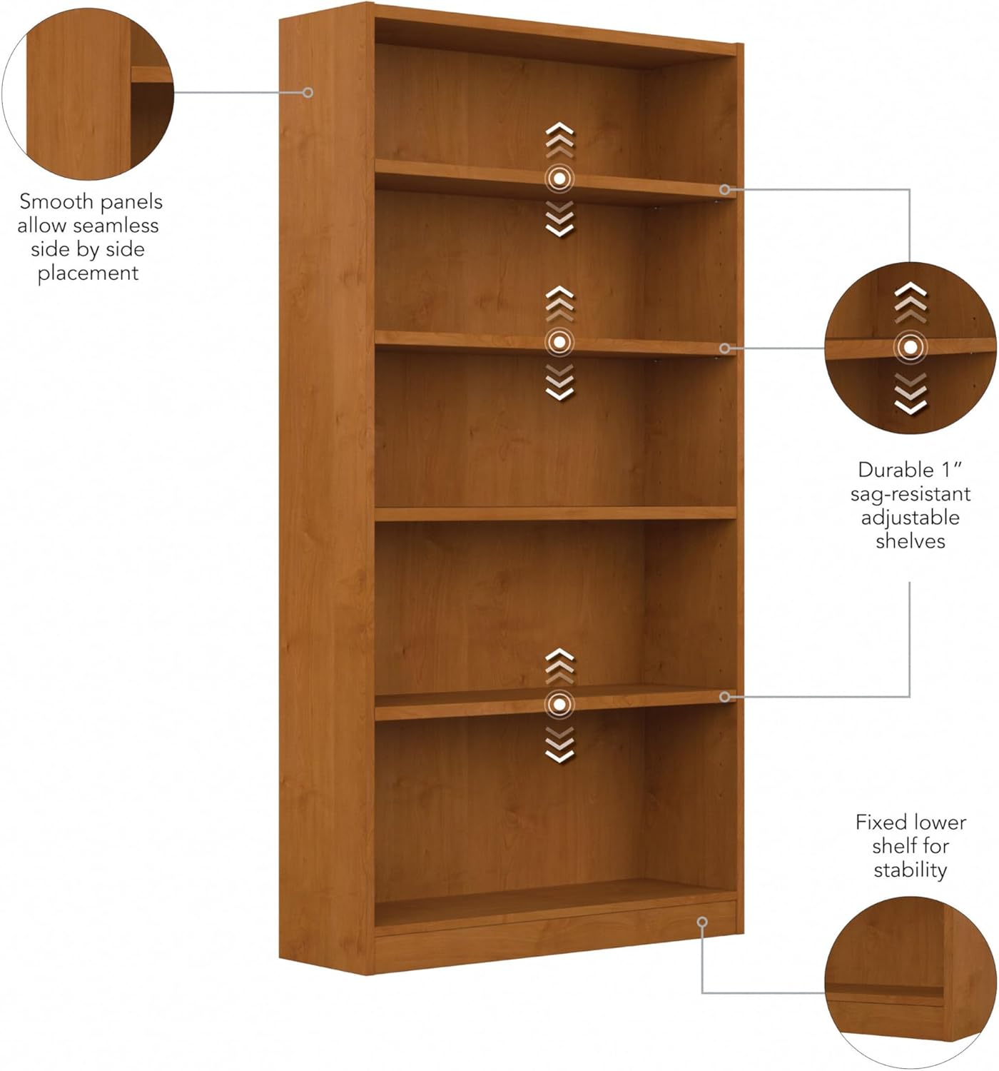 Bush Furniture Universal Bookcase - Storage and Display Bookshelf for Home or Office