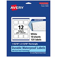 AVERY Durable Waterproof Rectangle Labels, Sure Feed Technology, 1-13/16" x 2-3/16"