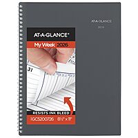 AT-A-GLANCE 2026 Appointment Book Planner, Weekly & Monthly, 8-1/2" x 11", Large, Quarter-Hourly, DayMinder, Gray (GC5200726) 2026 New Edition
