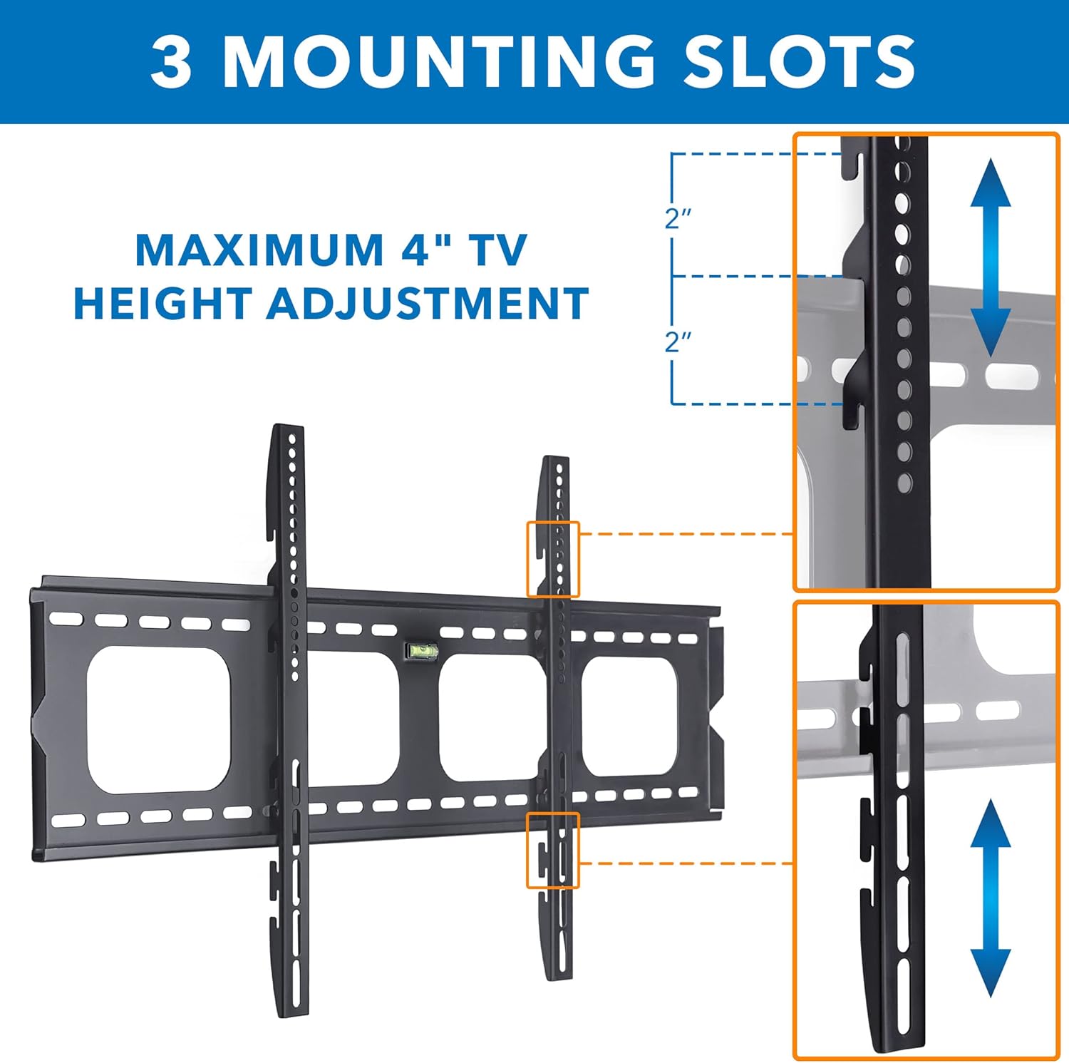 Mount-It! Low-Profile TV Mount | Flush Large TV Wall Mount | Slim Fixed Wall Mounting Bracket for 42-70 in. Screen Displays