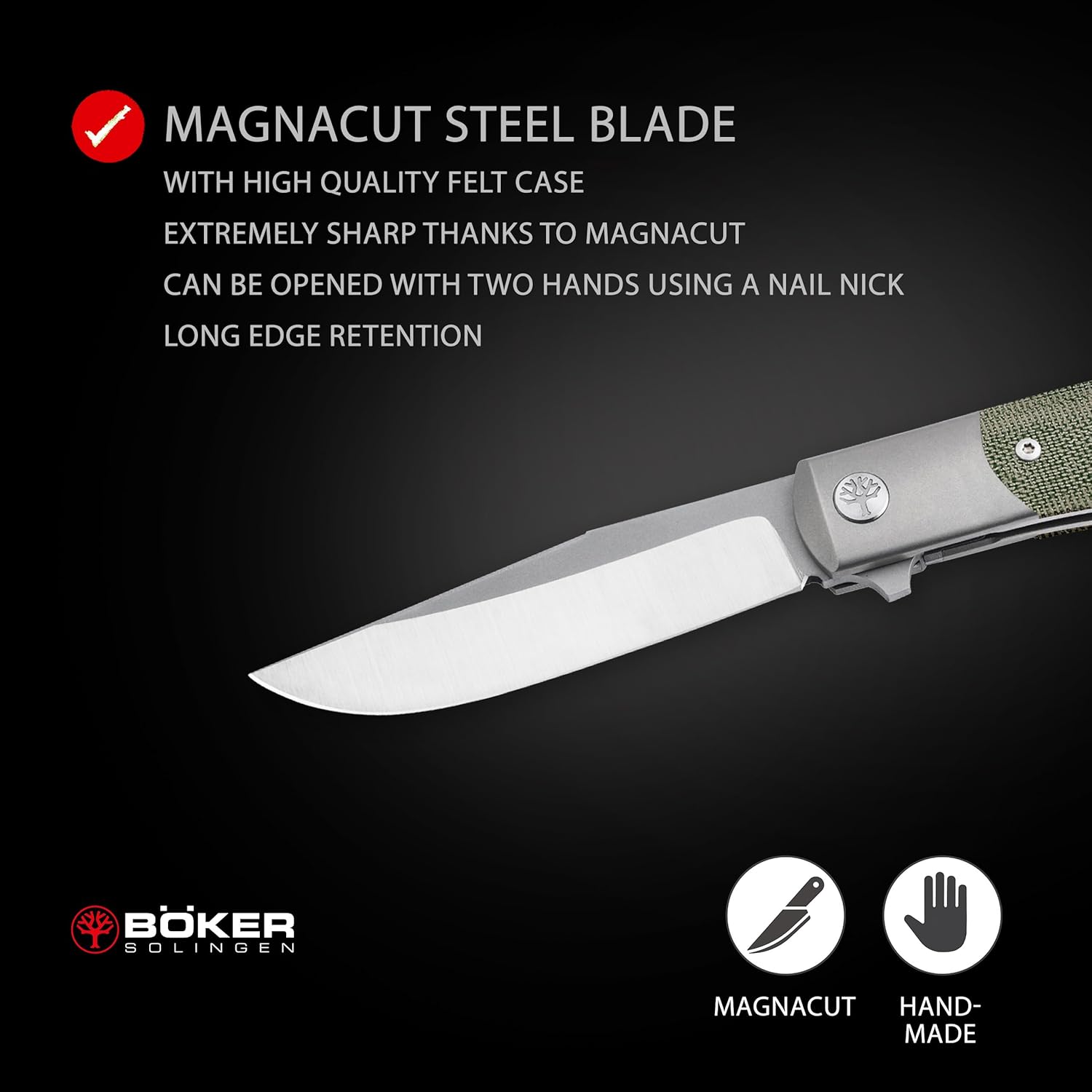Böker SOLINGEN® TRPPR Micarta Gentleman Knife - Flipper pocket knife with clip - professional folding - MagnaCut blade