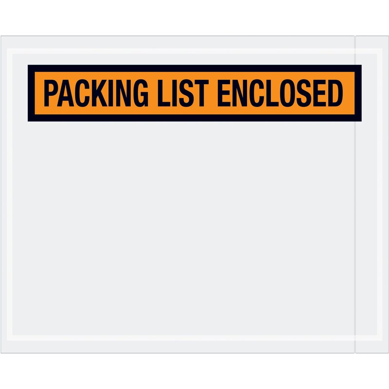 Aviditi PL12 Pre-Printed Envelope, Packing List Enclosed, 5-1/2 Length x 4-1/2 Width x 2 mil Thick, Orange (Case of 1000) by Aviditi