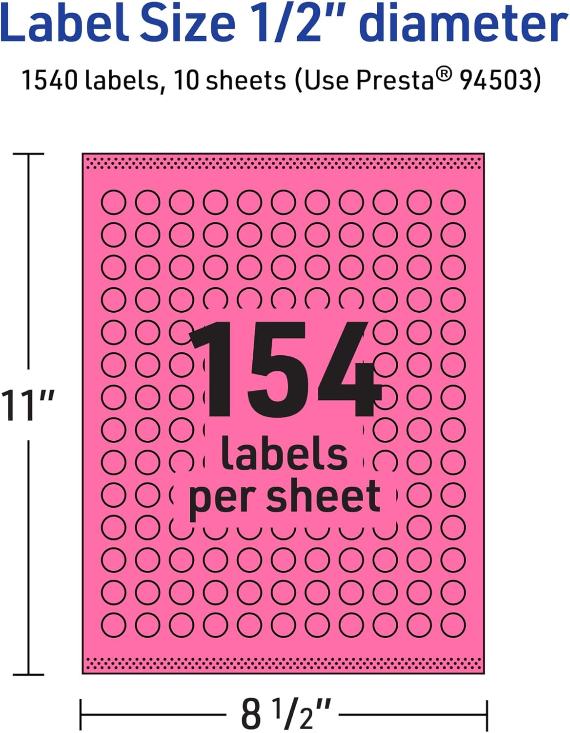 Avery Printable Round Labels, Sure Feed Technology, 1/2" Diameter, Bright Pink, Print-to-the-Edge, Laser/Inkjet