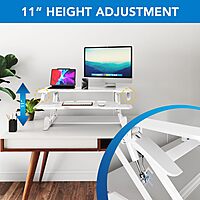 Mount-It! 38in Wide Height Adjustable Standing Desk Converter with Keyboard Tray