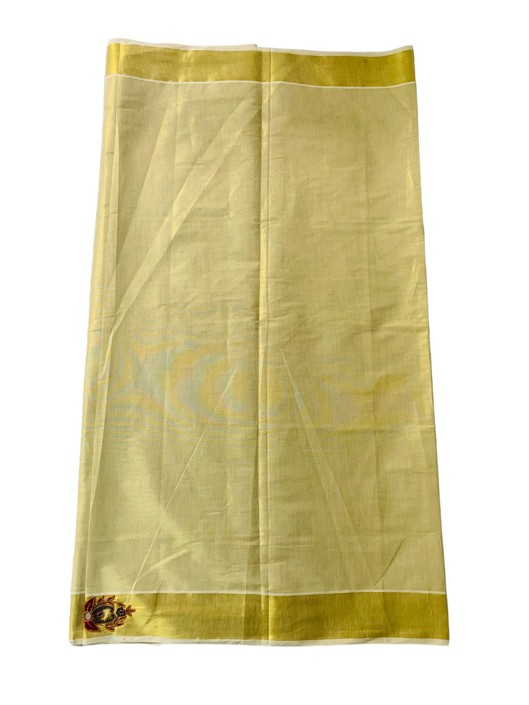 Kuthampully Kerala Kasavu Sarees For Women | Handcrafted Aari work Kerala Sarees | Tissue Onam Saree With Running Blouse | South Indian Sarees | Women's Zari Kasavu | Ekm-510 (Maroon)