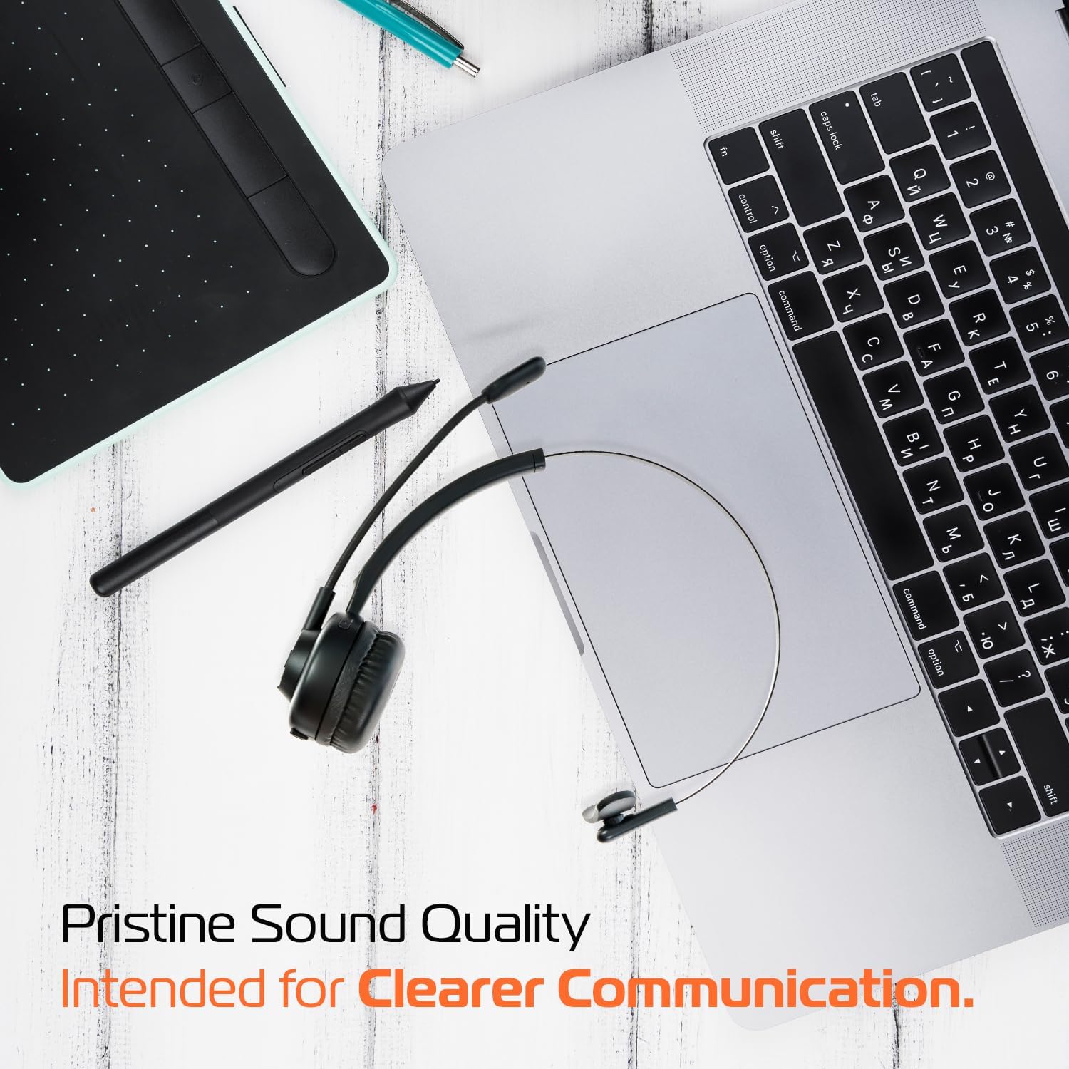 Spracht ZumBT Single Ear Wireless Bluetooth Mobile Office Headset with Base, Adapter