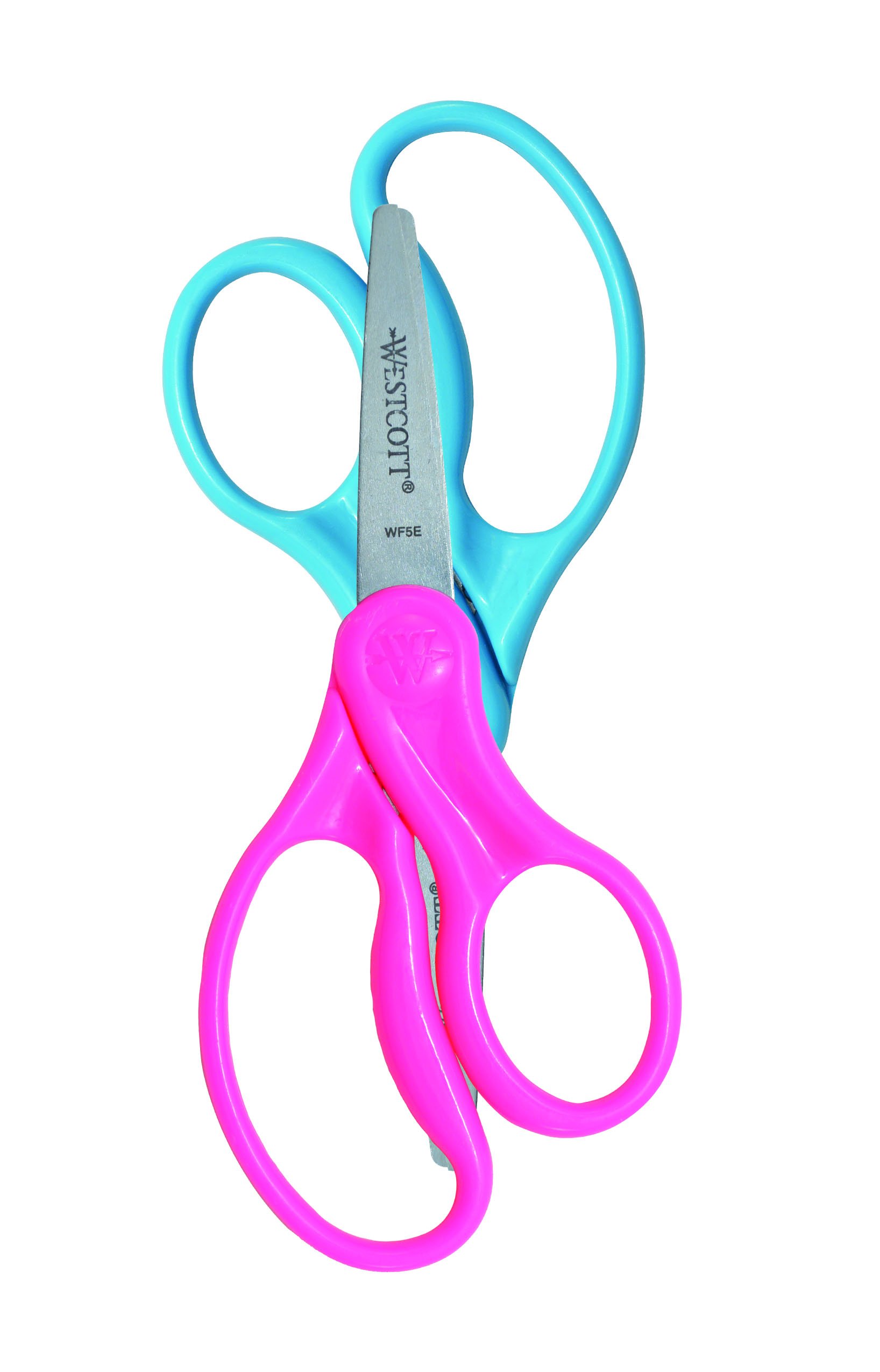 WESTCOTT 5-inch Pointed Kids Scissors, Molded Ambidextrous Handles, Stainless Steel