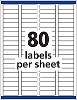 Avery Removable ID Labels With Sure Feed Technology, 6467, Rectangle, 1/2in x 1-3/4in, White, Pack Of 2,000