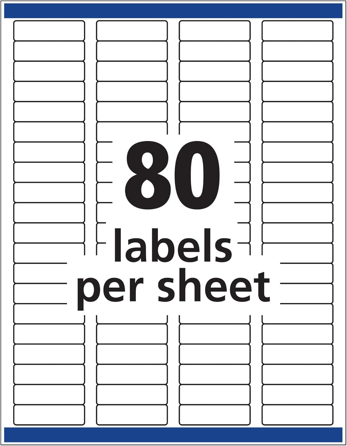 Avery Removable ID Labels With Sure Feed Technology, 6467, Rectangle, 1/2in x 1-3/4in, White, Pack Of 2,000