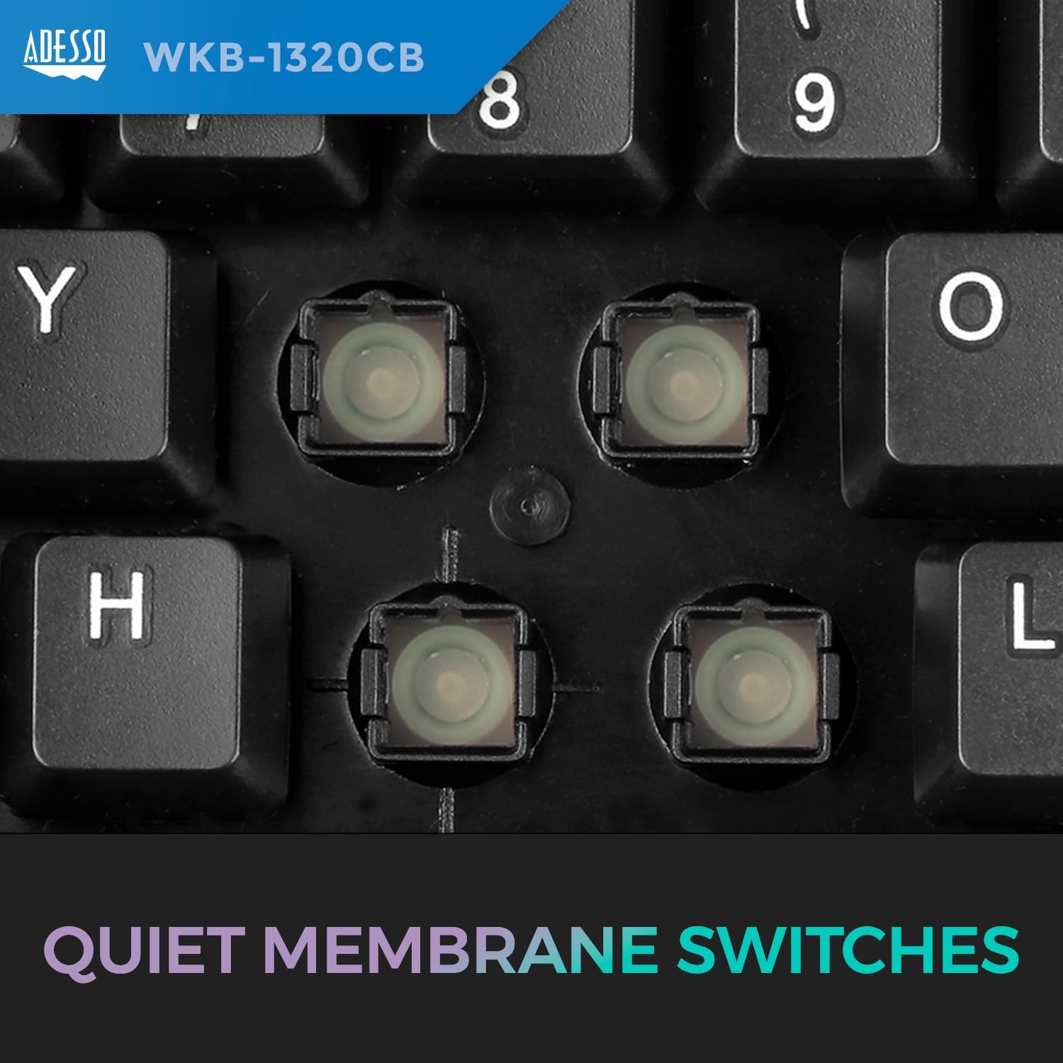 Adesso WKB-1320CB EasyTouch Antimicrobial Wireless Keyboard & Mouse Combo, Black