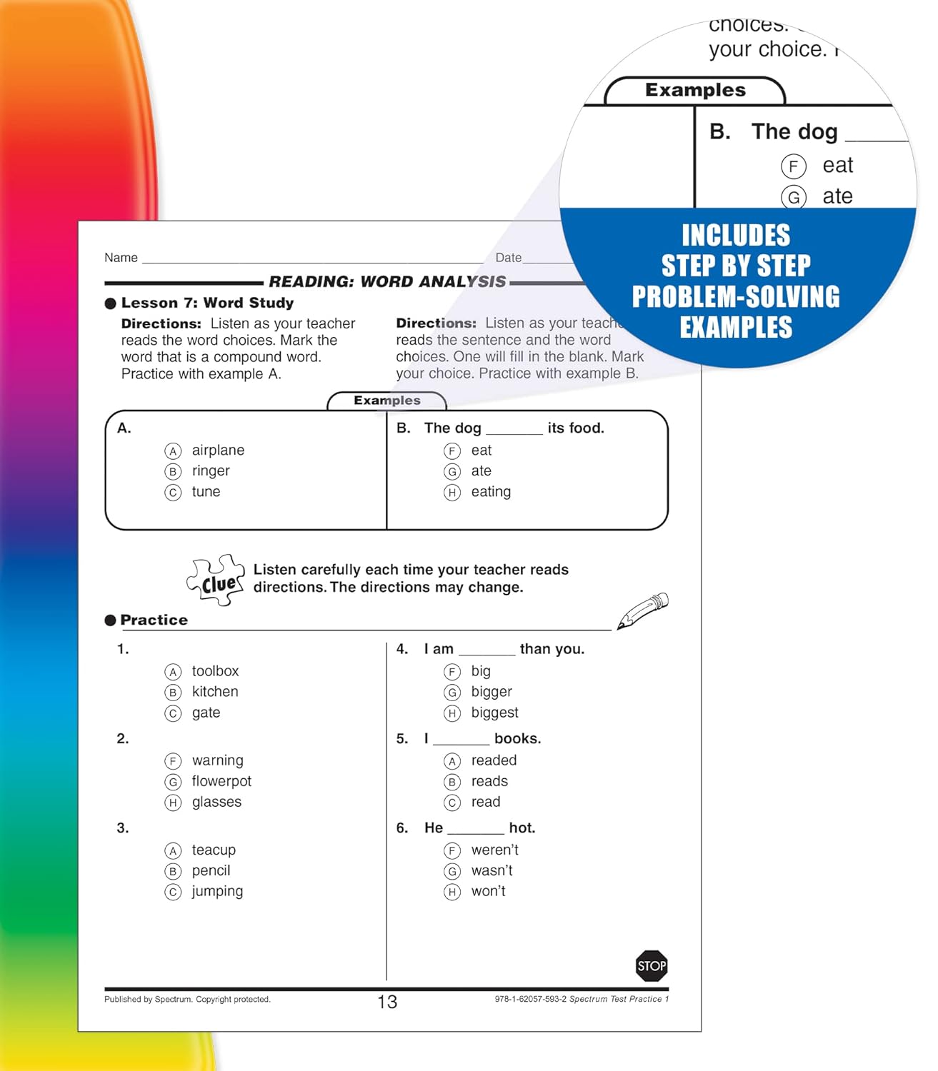 Spectrum Grade 1 Test Practice Workbooks, Ages 6 to 7, 1st Grade Test Practice Workbook, Math, Language Arts