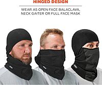 Ergodyne N-Ferno 6823 Balaclava Ski Mask, Wind-Resistant Face Mask, Hinged Design, Each, Black, One Size