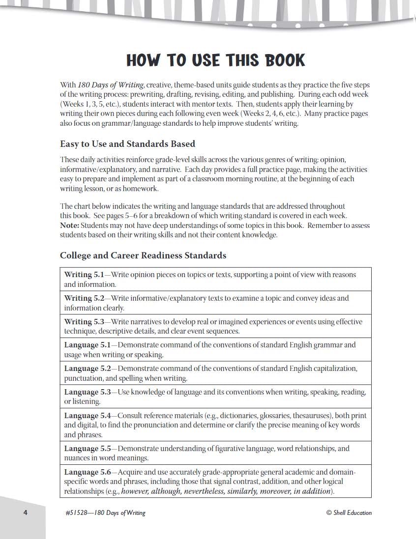 180 Days of Writing for Fifth Grade - An Easy-to-Use Fifth Grade Writing Workbook to Practice and Improve Writing Skills