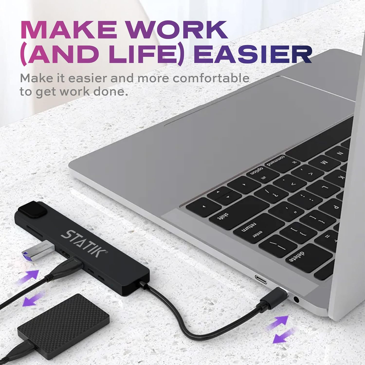 STATIK UltraHub Powered USB C Hub Multiport Adapter - USB C Docking Station