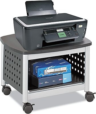 Safco Scoot Under-Desk Printer Stand, 14-1/2inH x 20-1/4inW x 16-1/2inD, Black/Silver