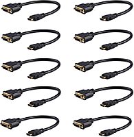 StarTech.com 8 in (20cm) HDMI to DVI Adapter, DVI-D to HDMI (1920x1200p), 10 Pack, HDMI Male to 24 Pin DVI-D Female