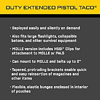 High Speed Gear Duty Extended Pistol/Baton TACO Pouch – Hidden Bungee, MOLLE & Belt Mount – Made in USA
