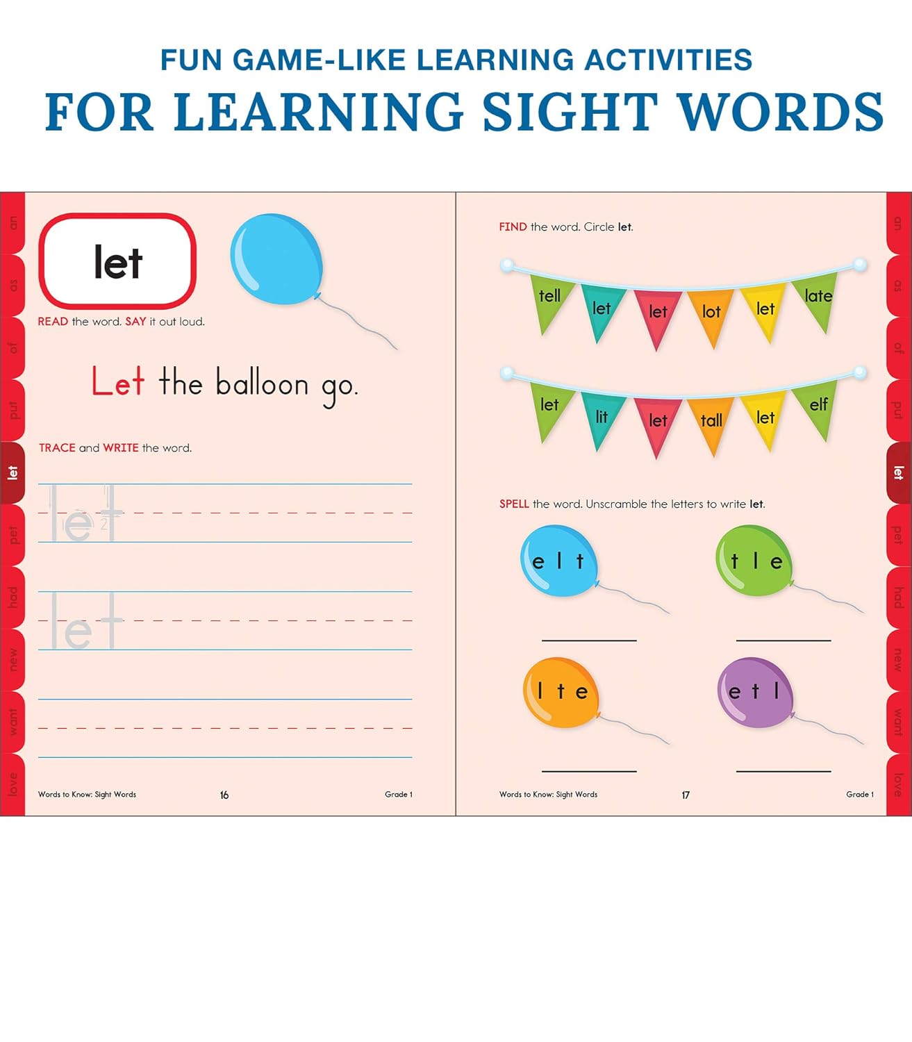 Words to Know Sight Words Workbook for First Grade—Reading Activities, Games, Flashcards, Handwriting, Sentences