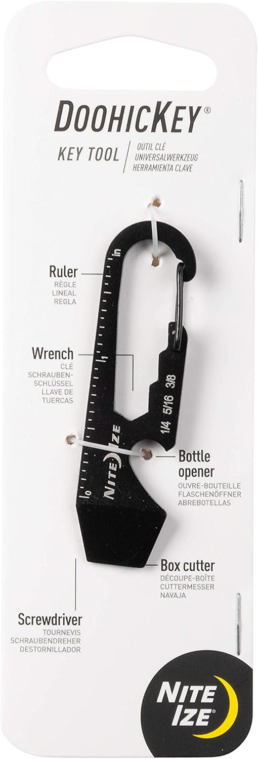 Nite Ize DoohicKey Keychain Multi Tool, Stainless-Steel 5-in-1 Multi Tool With Bottle Opener + Carabiner Clip