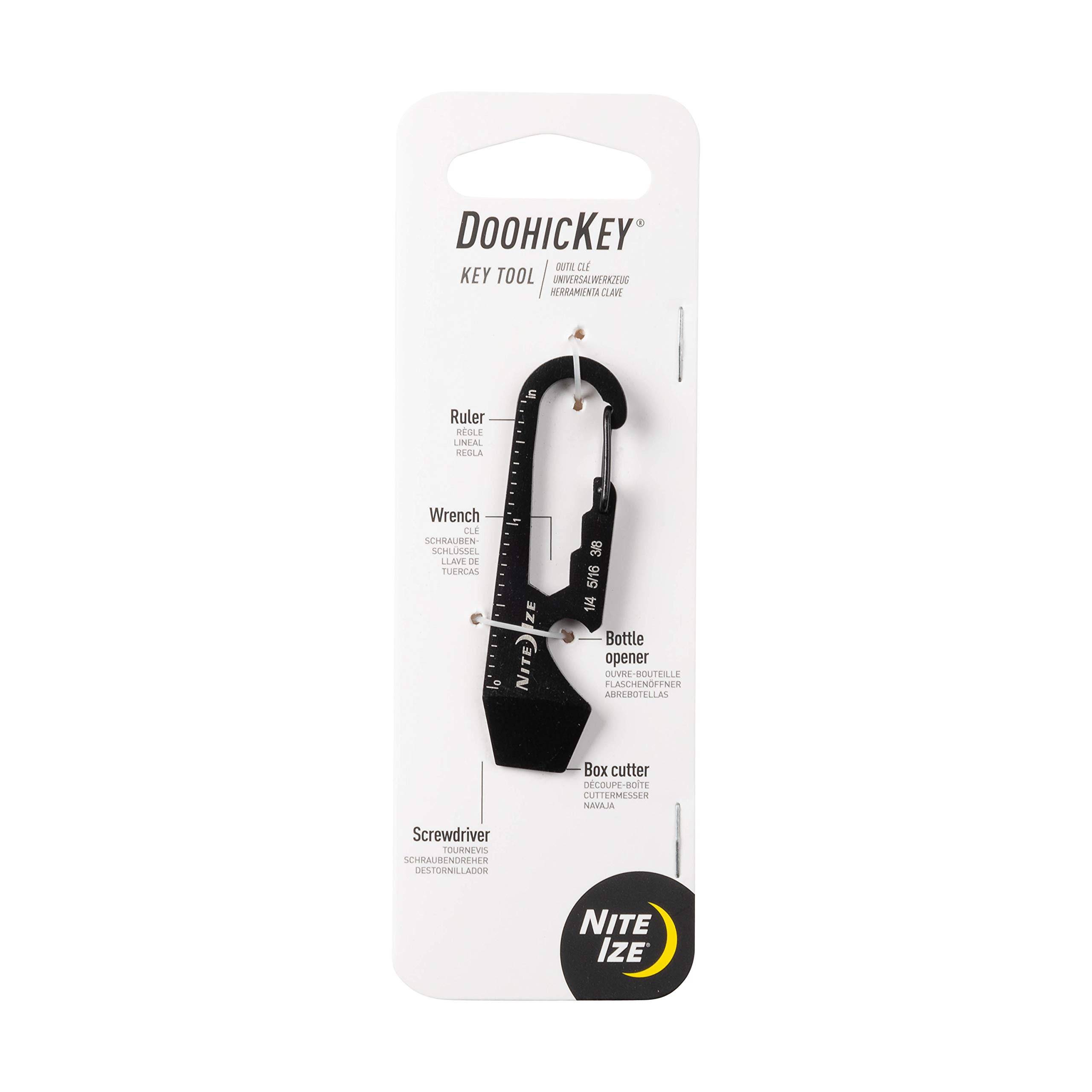 Nite Ize DoohicKey Keychain Multi Tool, Stainless-Steel 5-in-1 Multi Tool With Bottle Opener + Carabiner Clip