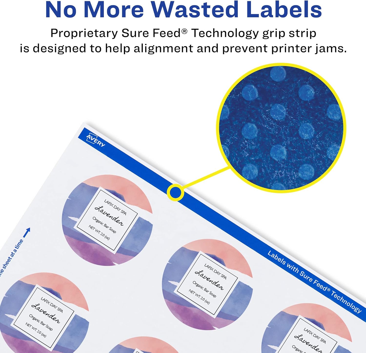 Avery Glossy White Round Labels, Sure Feed Technology, 2.25" Diameter, 120 Glossy White Labels, Print-to-The-Edge