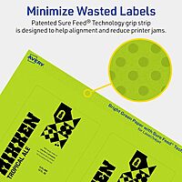 Avery Printable Rectangle Labels, Sure Feed Technology, 4" x 3", Bright Green Labels, Print-to-The-Edge, Laser/Inkjet Printable, 40 Total, Great for Shipping and Packaging 40 labels