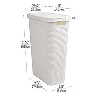 Mind Reader 40L Slim Laundry Hamper with Lid, Wicker-Style Plastic