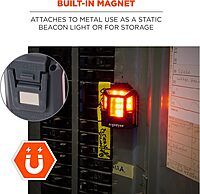 Ergodyne Skullerz 8993 Hard Hat Safety Light, Magnetic Attachment for Portable Red Beacon Light, Rechargeable, Compatible with Skullerz Hardhats, Safety Helmets, Black