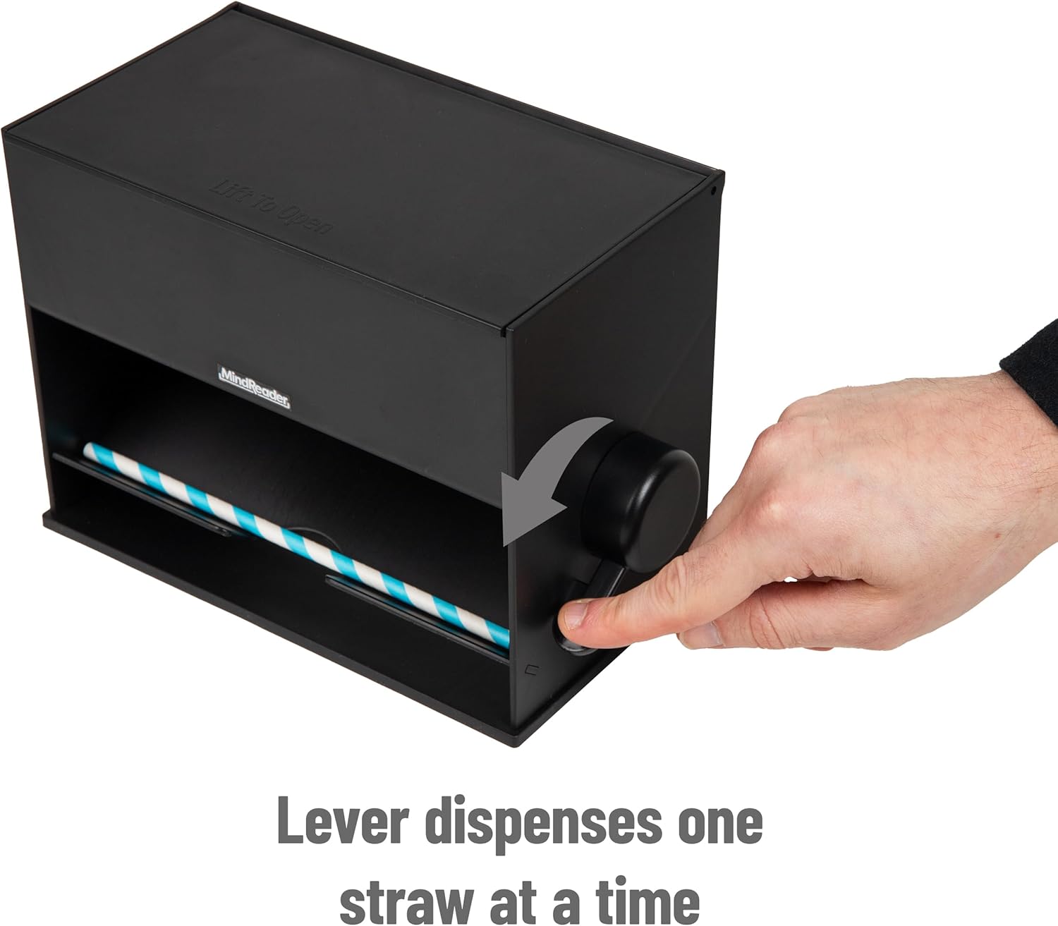 Mind Reader Straw/Pencil Dispenser, Plastic, Black