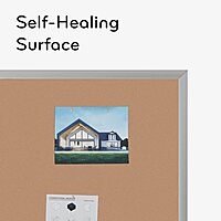 U BRANDS Cork Bulletin Board, Silver Aluminum Frame