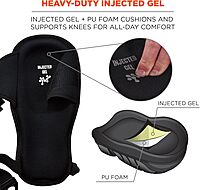 Ergodyne - 18442 ProFlex 342 Professional Knee Pads, Protective Extra Long Cap, Injected Gel Padded Technology, Adjustable Straps, Black