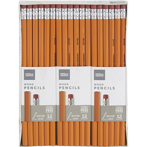 Office Depot® Brand Wood Pencils, #2 HB Medium Lead, Yellow, 12 Pencils Per Pack, Set of 6 Packs