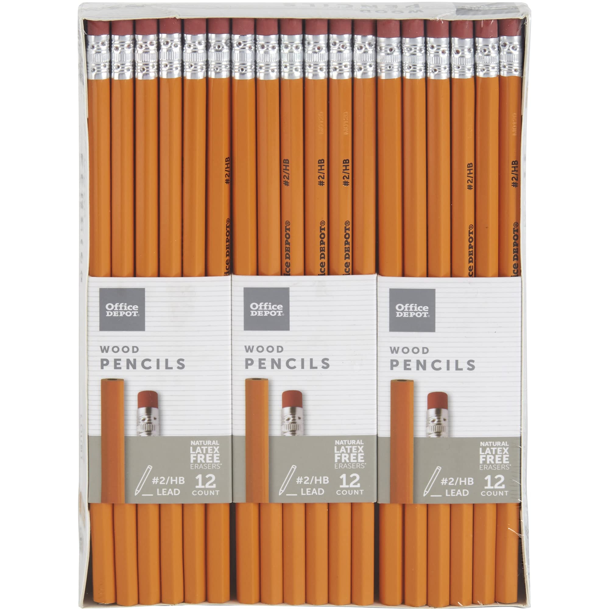Office Depot® Brand Wood Pencils, #2 HB Medium Lead, Yellow, 12 Pencils Per Pack, Set of 6 Packs