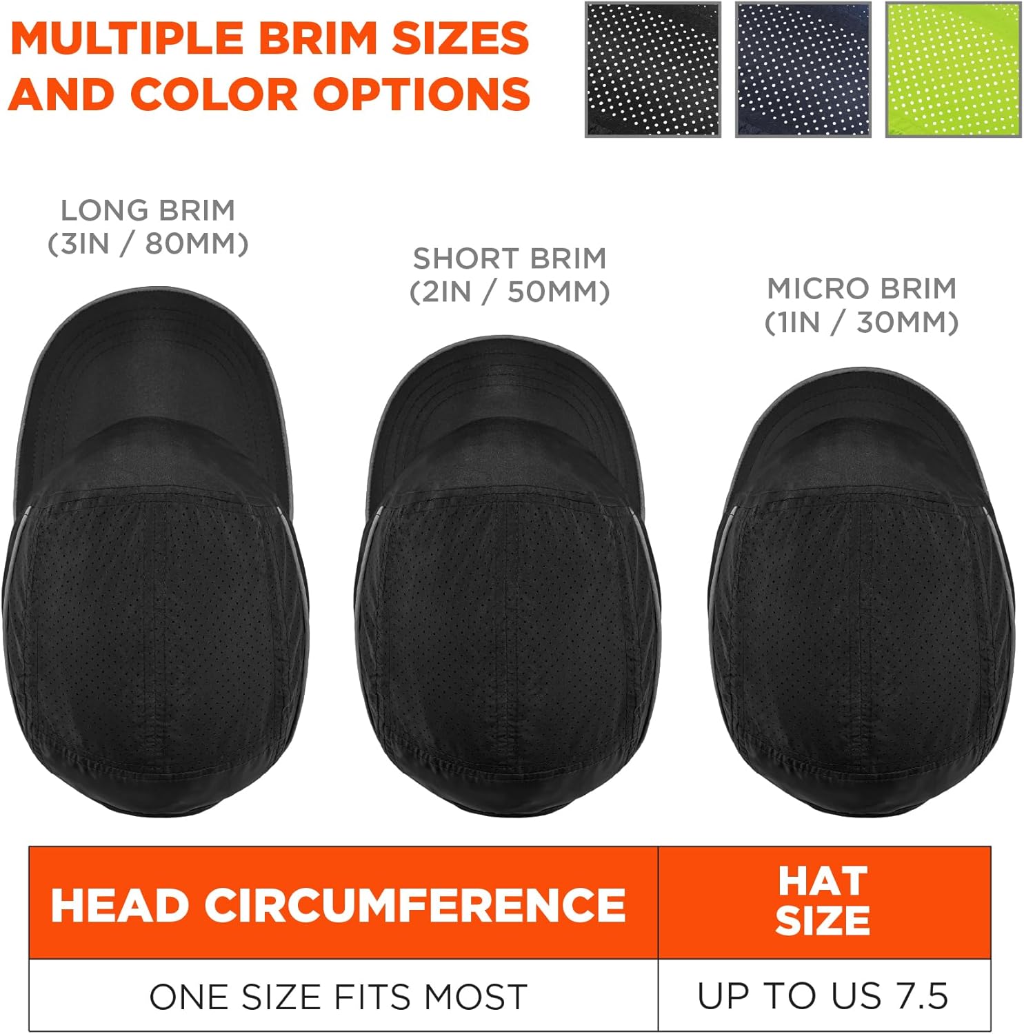 Ergodyne Skullerz 8955 Lightweight Bump Cap Hat, Baseball Style, Long Brim