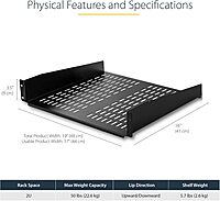 StarTech.com Universal Server Rack Shelf - Fixed Cantilever Tray for 19in Racks