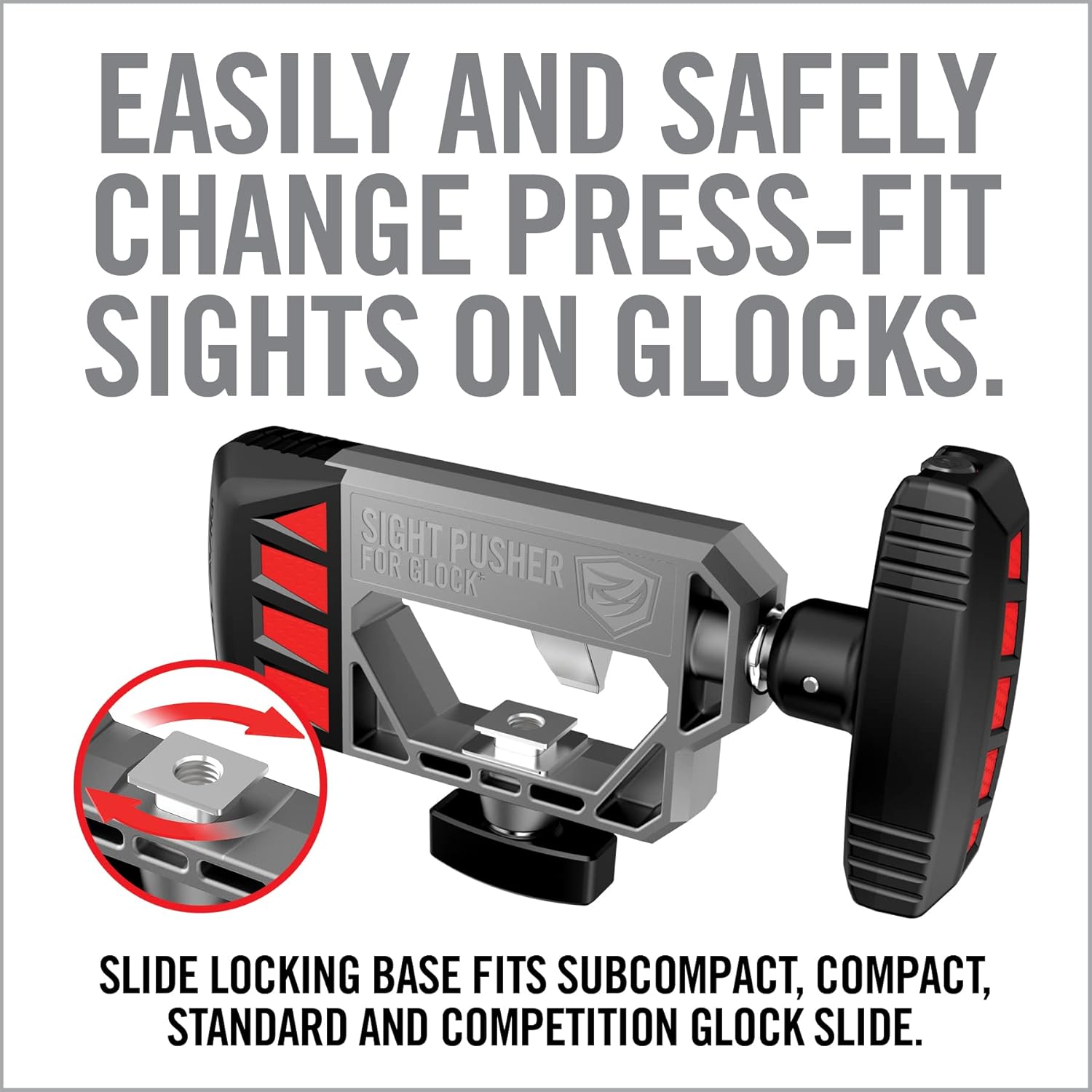 Real Avid Universal Glock Sight Pusher | Front and Rear Sight Tool for Glock 19, 17, 43, 26, 22